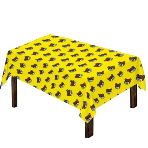 Sleeping Bear Emoji Pattern Print Tablecloth Kitchen Home Decor
