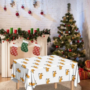Sleeping Corgi Pattern Print Tablecloth Kitchen Home Decor