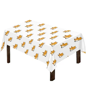 Sleeping Corgi Pattern Print Tablecloth Kitchen Home Decor