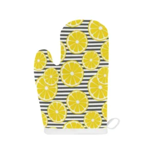 Slice of Lemon Design Pattern Heat Resistant Oven Mitts Pot Holders Set