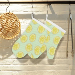 Slice of Lemon Pattern Heat Resistant Oven Mitts Pot Holders Set