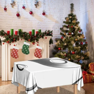 Sliver And White Yin Yang Print Tablecloth Kitchen Home Decor
