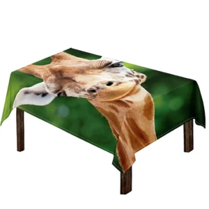 Smiley Face Giraffe Print Tablecloth Kitchen Home Decor
