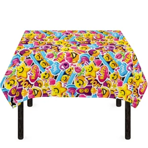 Smiley Faces Emoji Pattern Print Tablecloth Kitchen Home Decor
