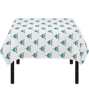 Smiley Shark Pattern Print Tablecloth Kitchen Home Decor