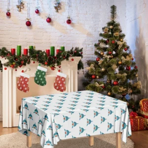 Smiley Shark Pattern Print Tablecloth Kitchen Home Decor