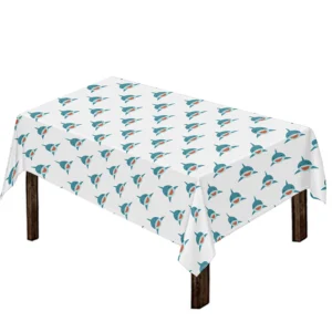 Smiley Shark Pattern Print Tablecloth Kitchen Home Decor