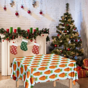 Smiling Carrot Pattern Print Tablecloth Kitchen Home Decor