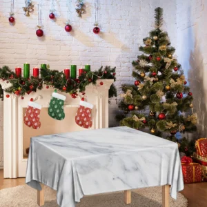 Smoke Grey Marble Print Tablecloth Kitchen Home Decor