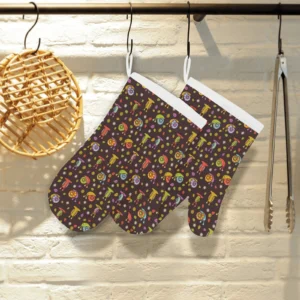 Snail Pattern Print Design 02 Heat Resistant Oven Mitts & Pot Holders Set