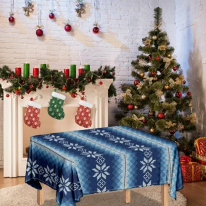 Snow Flower Knitted Pattern Print Tablecloth Kitchen Home Decor