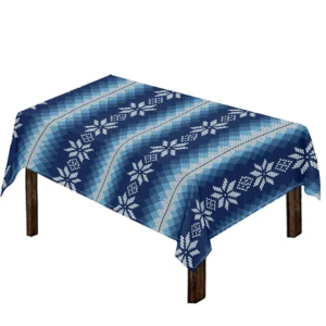 Snow Flower Knitted Pattern Print Tablecloth Kitchen Home Decor