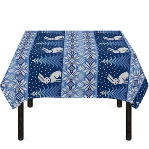 Snow Rabbit Knitted Pattern Print Tablecloth Kitchen Home Decor