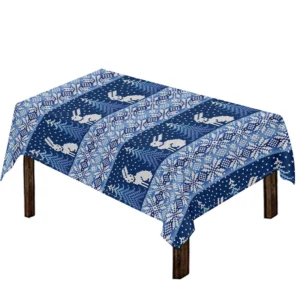 Snow Rabbit Knitted Pattern Print Tablecloth Kitchen Home Decor