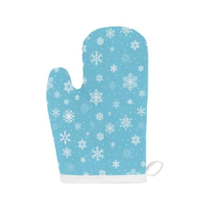 Snowflake Pattern Blue Background Heat Resistant Oven Mitts Pot Holders Set