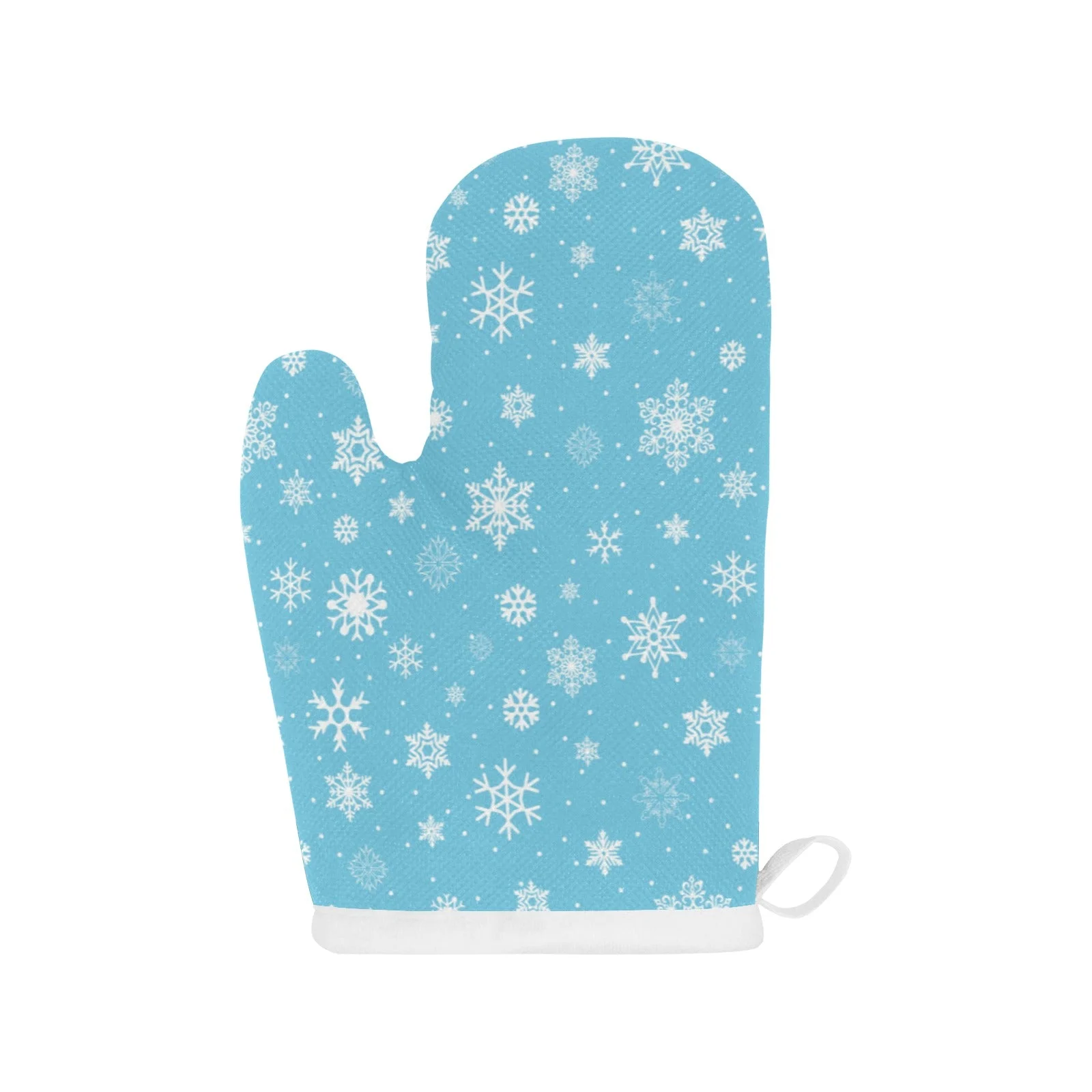 Snowflake Pattern Blue Background Heat Resistant Oven Mitts Pot Holders Set Snowflake Pattern Blue Background Heat Resistant Oven Mitts Pot Holders Set