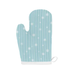 Snowflake Pattern Blue Stripe Background Heat Resistant Oven Mitts Pot Holders Set