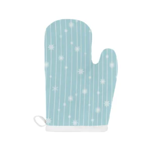 Snowflake Pattern Blue Stripe Background Heat Resistant Oven Mitts Pot Holders Set