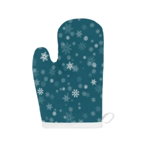 Snowflake Pattern Dark Background Heat Resistant Oven Mitts Pot Holders Set