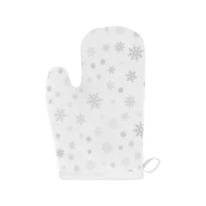 Snowflake Pattern White Background Heat Resistant Oven Mitts Pot Holders Set