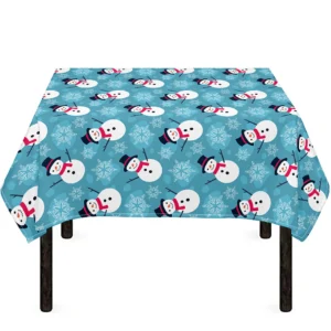 Snowman And Snowflake Pattern Print Tablecloth Kitchen Home Decor