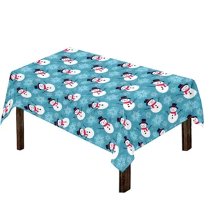 Snowman And Snowflake Pattern Print Tablecloth Kitchen Home Decor