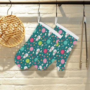 Snowman Bird Decorative Elements Christmas Pattern Heat Resistant Oven Mitts Pot Holders Set