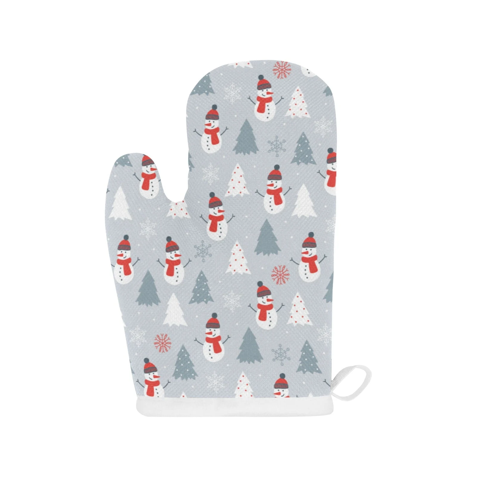 Snowman Christmas Tree Snow Gray Background Heat Resistant Oven Mitts Pot Holders Set Snowman Christmas Tree Snow Gray Background Heat Resistant Oven Mitts Pot Holders Set