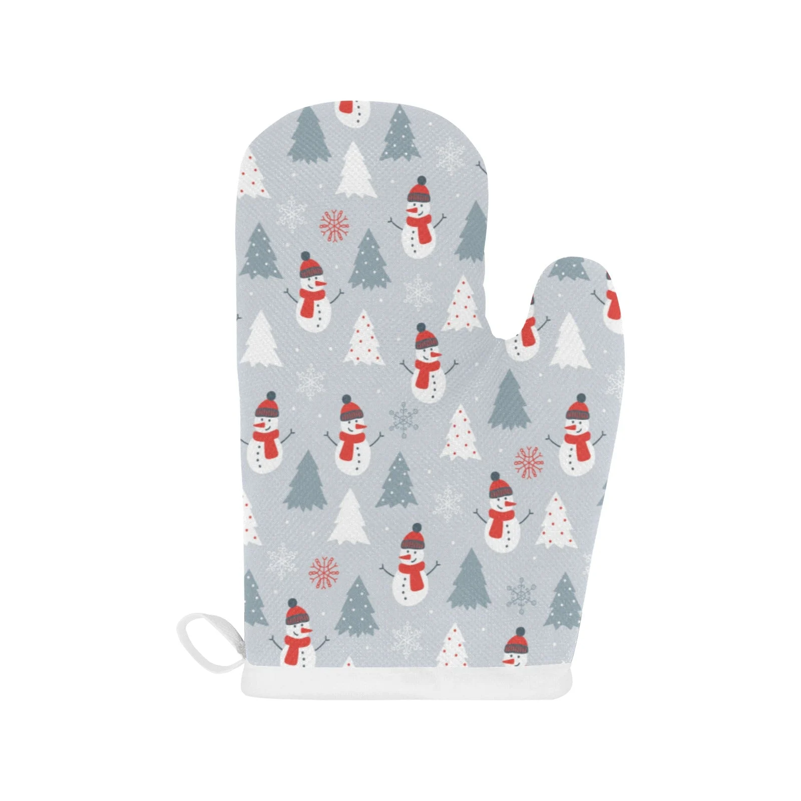 Snowman Christmas Tree Snow Gray Background Heat Resistant Oven Mitts Pot Holders Set Snowman Christmas Tree Snow Gray Background Heat Resistant Oven Mitts Pot Holders Set