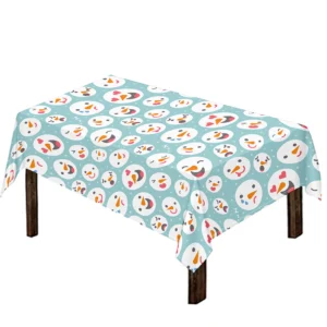 Snowman Emoji Pattern Print Tablecloth Kitchen Home Decor