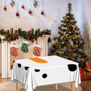 Snowman Face Print Tablecloth Kitchen Home Decor