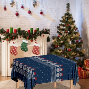Snowman Knitted Pattern Print Tablecloth Kitchen Home Decor
