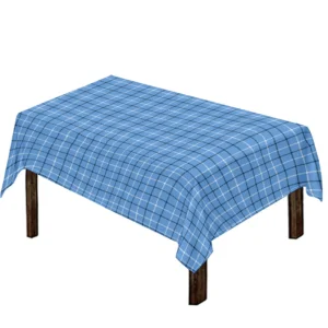 Solf Blue Tattersall Pattern Print Tablecloth Kitchen Home Decor