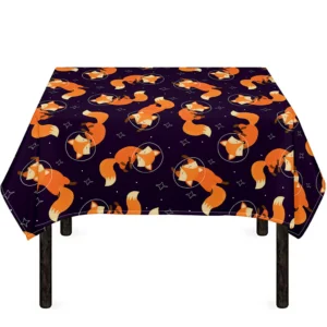 Space Fox Pattern Print Tablecloth Kitchen Home Decor