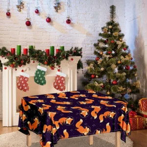 Space Fox Pattern Print Tablecloth Kitchen Home Decor