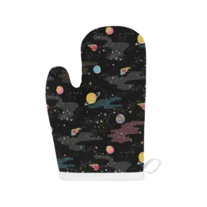 Space Pattern Heat Resistant Oven Mitts Pot Holders Set