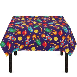 Space Rockets Pattern Print Tablecloth Kitchen Home Decor