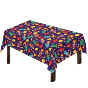 Space Rockets Pattern Print Tablecloth Kitchen Home Decor