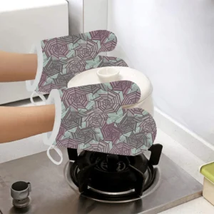 Spider Web Cobweb Design Color Pattern Heat Resistant Oven Mitts Pot Holders Set