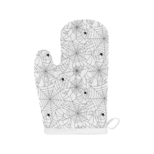 Spider Web Cobweb Pattern White Background Heat Resistant Oven Mitts Pot Holders Set