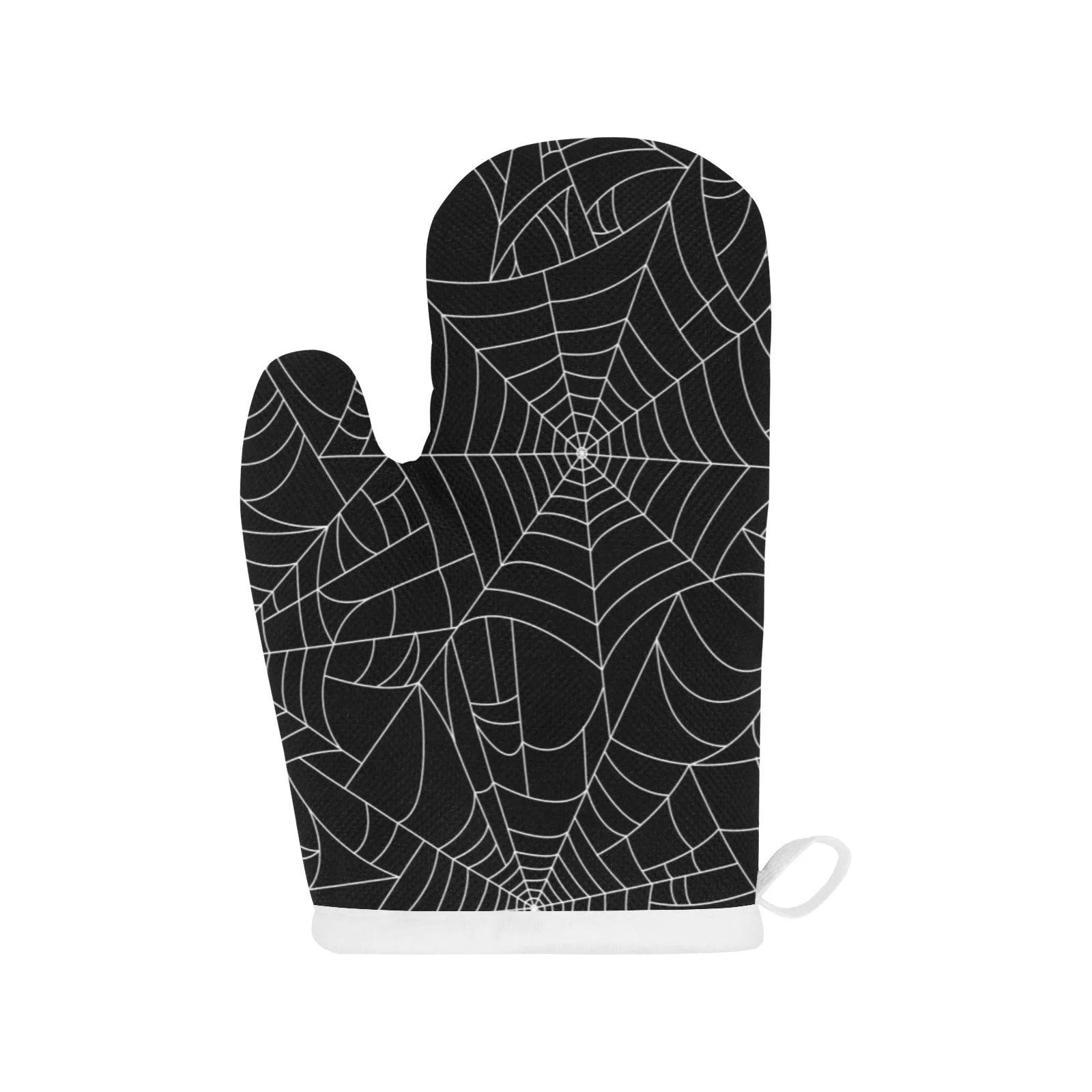 Spider Web Pattern Black Background White Cobweb Heat Resistant Oven Mitts Pot Holders Set Spider Web Pattern Black Background White Cobweb Heat Resistant Oven Mitts Pot Holders Set