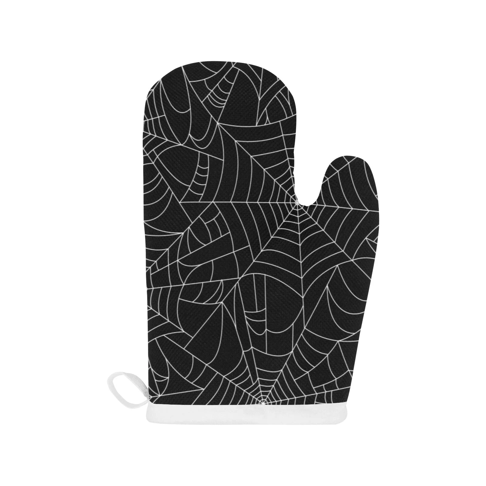Spider Web Pattern Black Background White Cobweb Heat Resistant Oven Mitts Pot Holders Set Spider Web Pattern Black Background White Cobweb Heat Resistant Oven Mitts Pot Holders Set