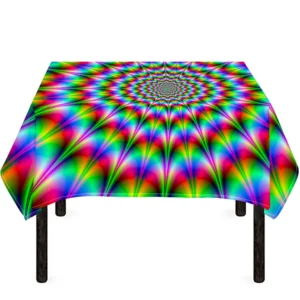 Spiky Psychedelic Optical Illusion Tablecloth Kitchen Home Decor
