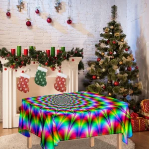 Spiky Psychedelic Optical Illusion Tablecloth Kitchen Home Decor