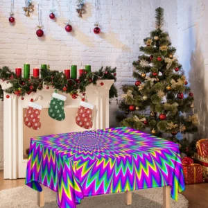 Spiky Spiral Moving Optical Illusion Tablecloth Kitchen Home Decor