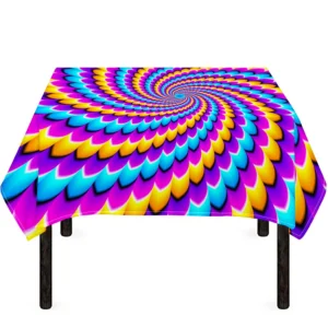 Spiral Colors Moving Optical Illusion Tablecloth Kitchen Home Decor