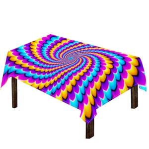 Spiral Colors Moving Optical Illusion Tablecloth Kitchen Home Decor