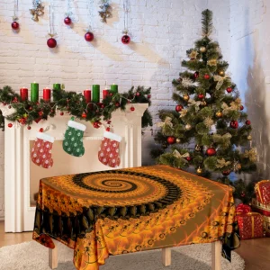 Spiral Fractal Print Tablecloth Kitchen Home Decor