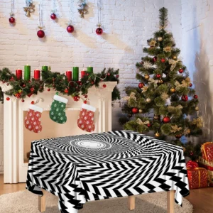 Spiral Illusory Motion Print Tablecloth Kitchen Home Decor