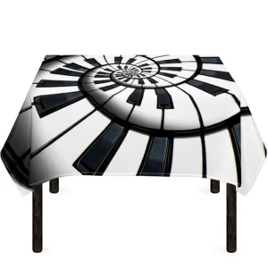 Spiral Piano Keyboard Print Tablecloth Kitchen Home Decor